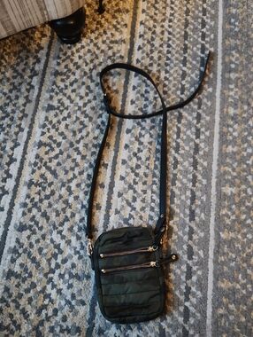 Urban Expressions Olive Green Quilted Crossbody with Black Strap